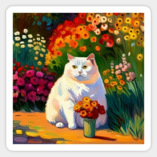 Great White Derp Cat in the garden Sticker